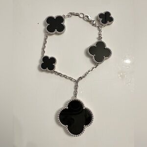 Black onyx silver bracelet